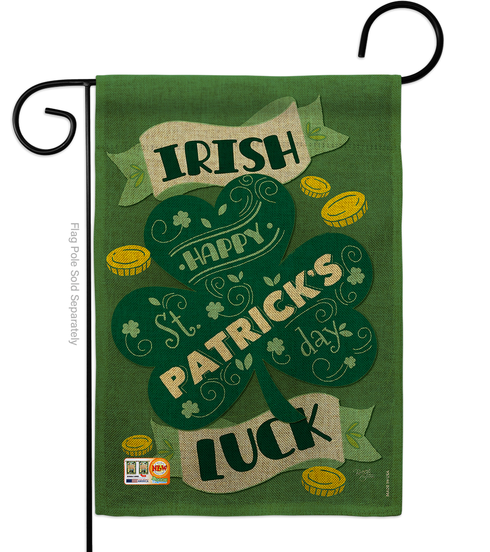 BD-SA-G-102035-IP-DB-D-US17-BD 13 x 18.5 in. Irish Luck Burlap Spring St Patrick Impressions Decorative Vertical Double Sided Garden Flag