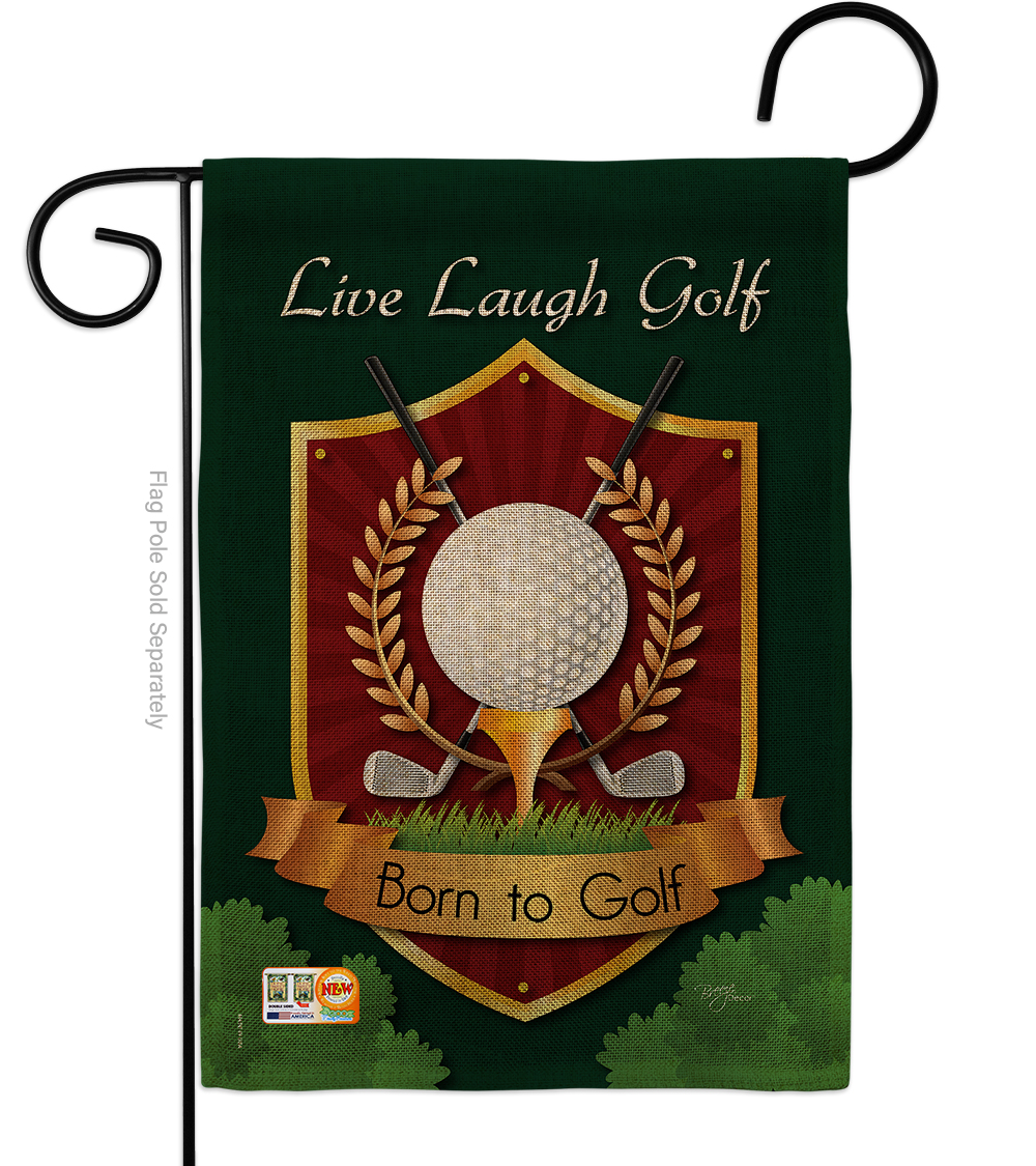 BD-SP-G-109042-IP-DB-D-US13-BD 13 x 18.5 in. Live, Laugh & Golf Burlap Interests Sports Impressions Decorative Vertical Double Sided Garden Flag