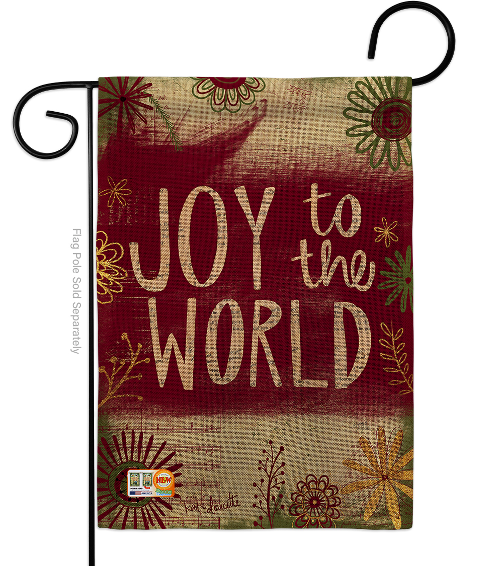 Breeze Decor BD-WT-G-114183-IP-DB-D-US18-SB 13 x 18.5 in. Joy to the World Burlap Winter Wonderland Impressions Decorative Vertical Double Sided Garden Flag