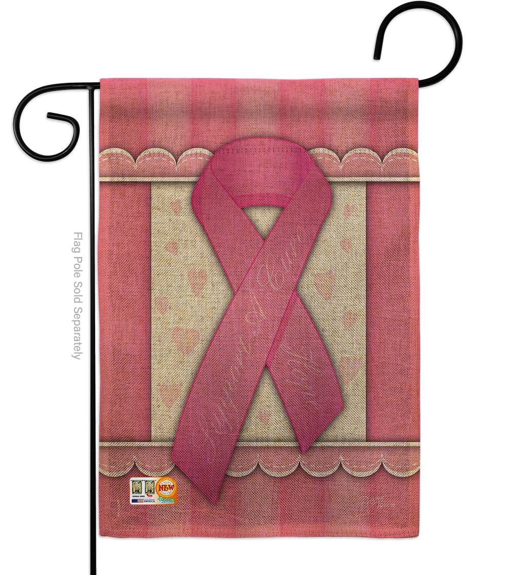 BD-ST-G-115086-IP-DB-D-US13-BD 13 x 18.5 in. Support A Cure Burlap Inspirational Impressions Decorative Vertical Double Sided Garden Flag