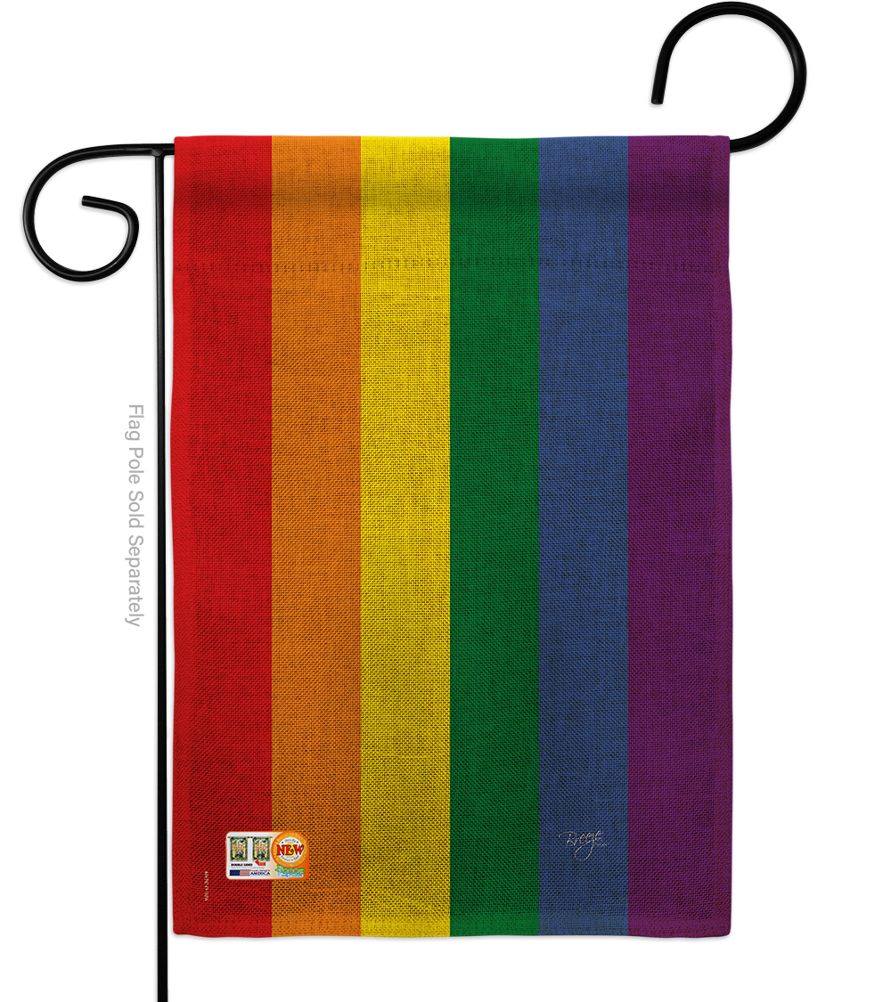BD-ST-G-115100-IP-DB-D-US15-BD 13 x 18.5 in. Rainbow Burlap Inspirational Support Impressions Decorative Vertical Double Sided Garden Flag