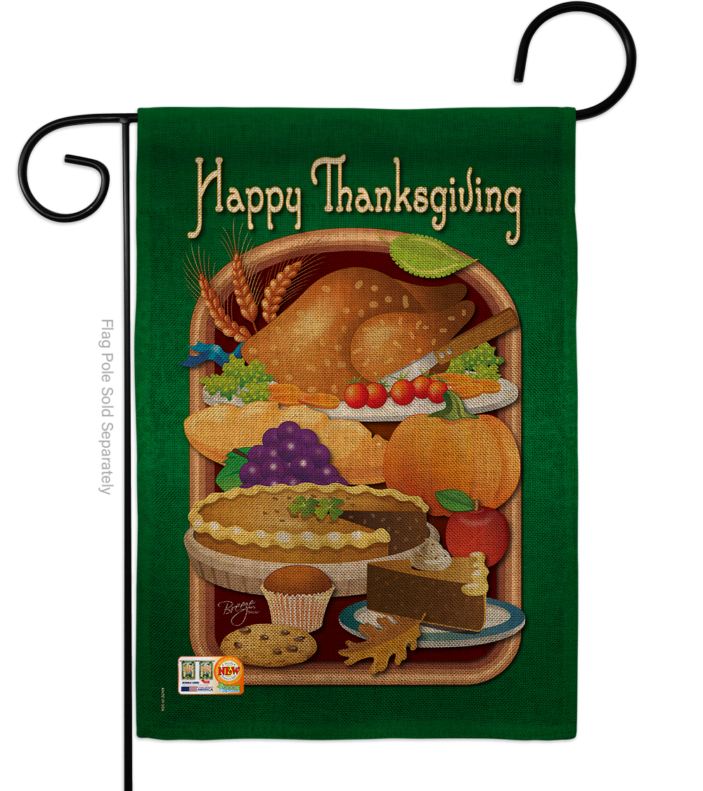 BD-TG-G-113039-IP-DB-D-US12-BD 13 x 18.5 in. Thanksgiving Feast Burlap Fall Impressions Decorative Vertical Double Sided Garden Flag
