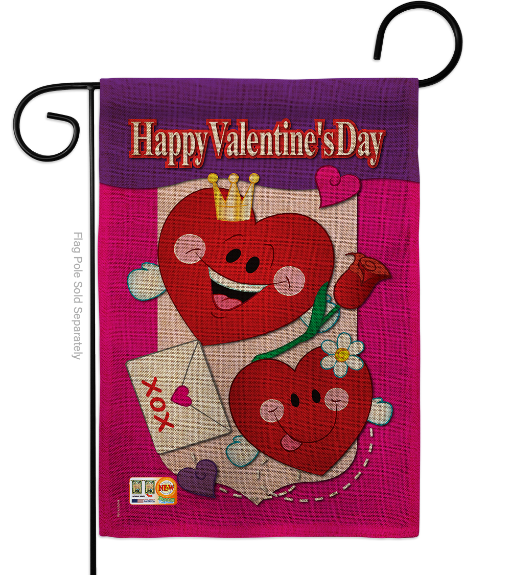 BD-VA-G-101040-IP-DB-D-US04-BD 13 x 18.5 in. Happy Valentines Day Burlap Spring Valentines Impressions Decorative Vertical Double Sided Garden Flag