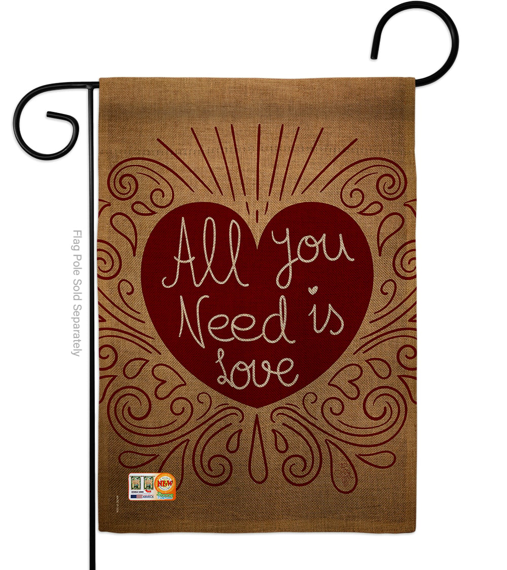BD-VA-G-101052-IP-DB-D-US16-BD 13 x 18.5 in. All You Need Is Love Burlap Spring Valentines Impressions Decorative Vertical Double Sided Garden Flag