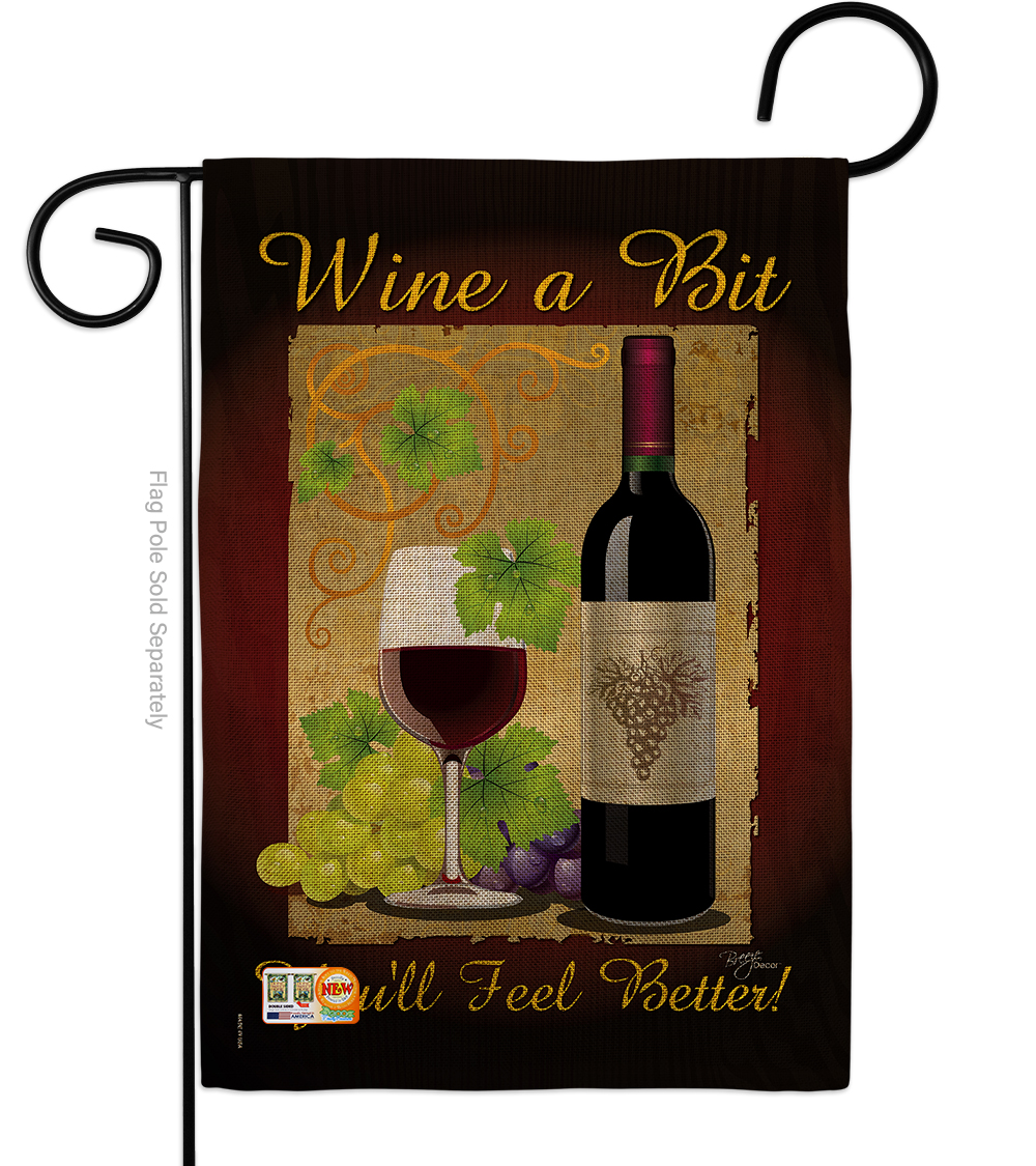 BD-WI-G-117021-IP-DB-D-US10-BD 13 x 18.5 in. Wine a Bit Burlap Happy Hour & Drinks Impressions Decorative Vertical Double Sided Garden Flag