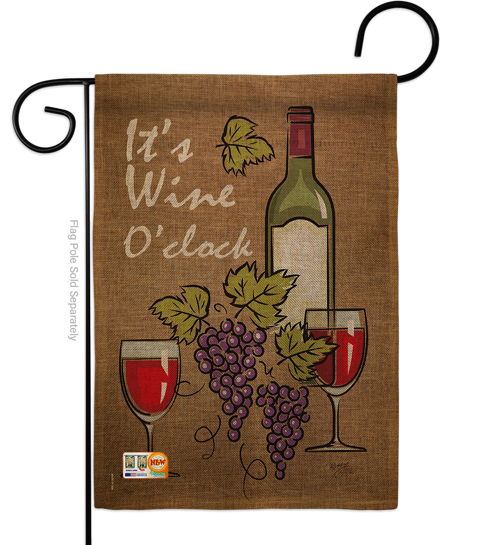 Breeze Decor BD-WI-G-117033-IP-DB-D-US14-BD 13 x 18.5 in. Its Wine Burlap Happy Hour & Drinks Impressions Decorative Vertical Double Sided Garden Flag
