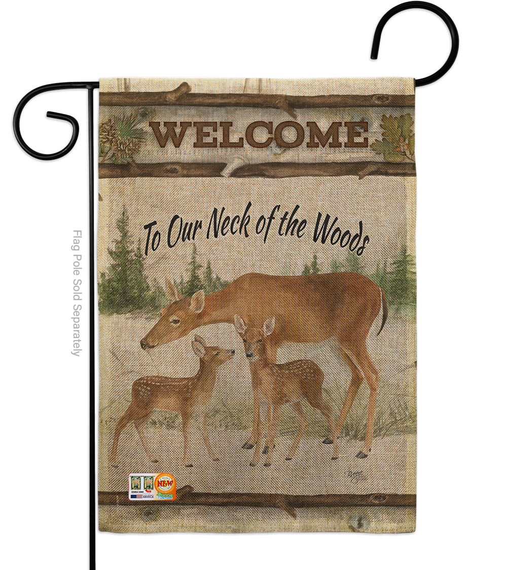 BD-WL-G-110106-IP-DB-D-US18-WA 13 x 18.5 in. Neck of The Woods Burlap Nature Wildlife Impressions Decorative Vertical Double Sided Garden Flag -  Breeze Decor, G110106-DB