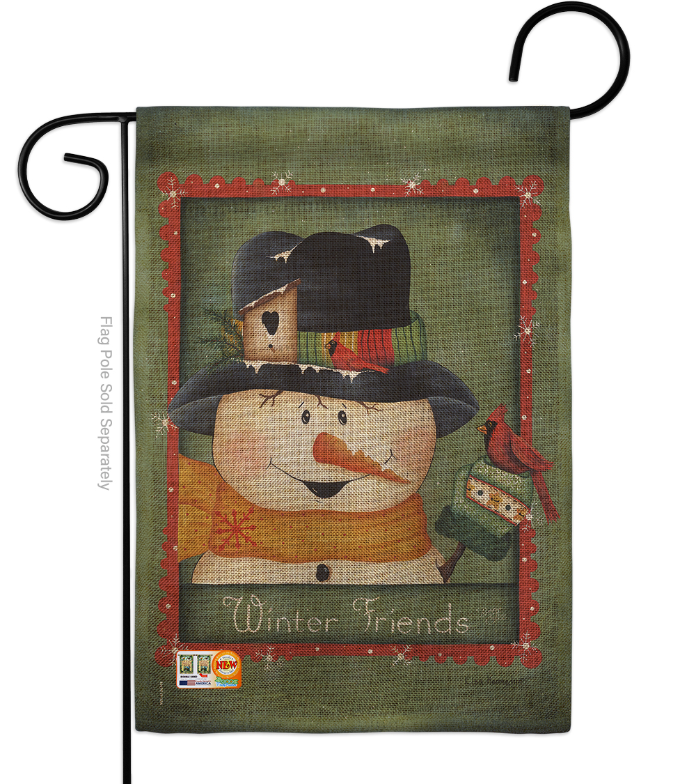 BD-WT-G-114092-IP-DB-D-US12-PL 13 x 18.5 in. Winter Friends Burlap Wonderland Impressions Decorative Vertical Double Sided Garden Flag