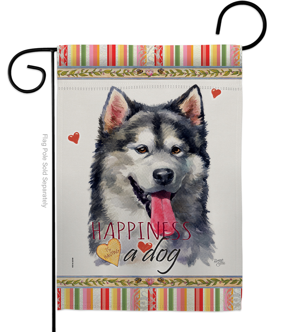13 x 18.5 in. Dog Alaskan Malamute Happiness Double-Sided Decorative Vertical Garden Flag