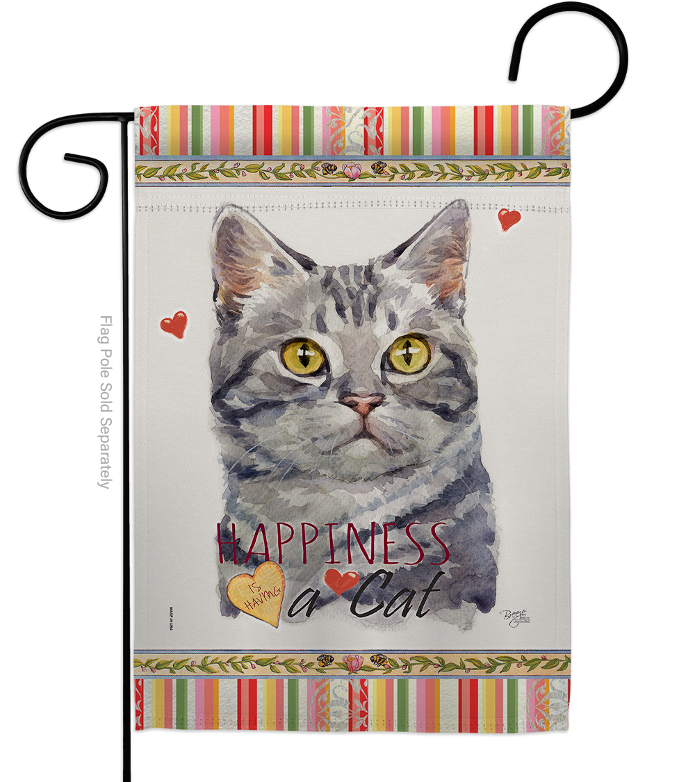 G160146-BO 13 x 18.5 in. Cat Red American Short Hair Happiness Double-Sided Decorative Vertical Garden Flag