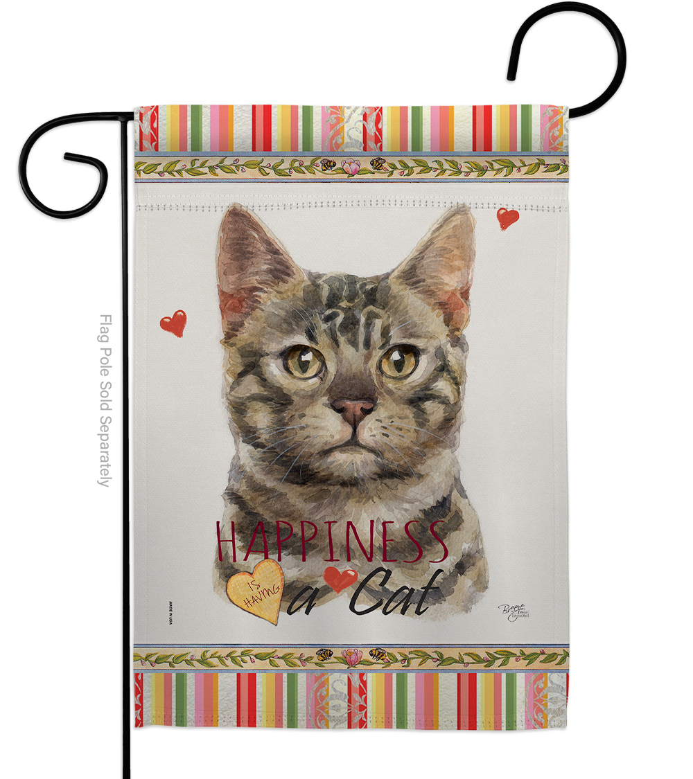 G160152-BO 13 x 18.5 in. Cat Bengal Happiness Double-Sided Decorative Vertical Garden Flag