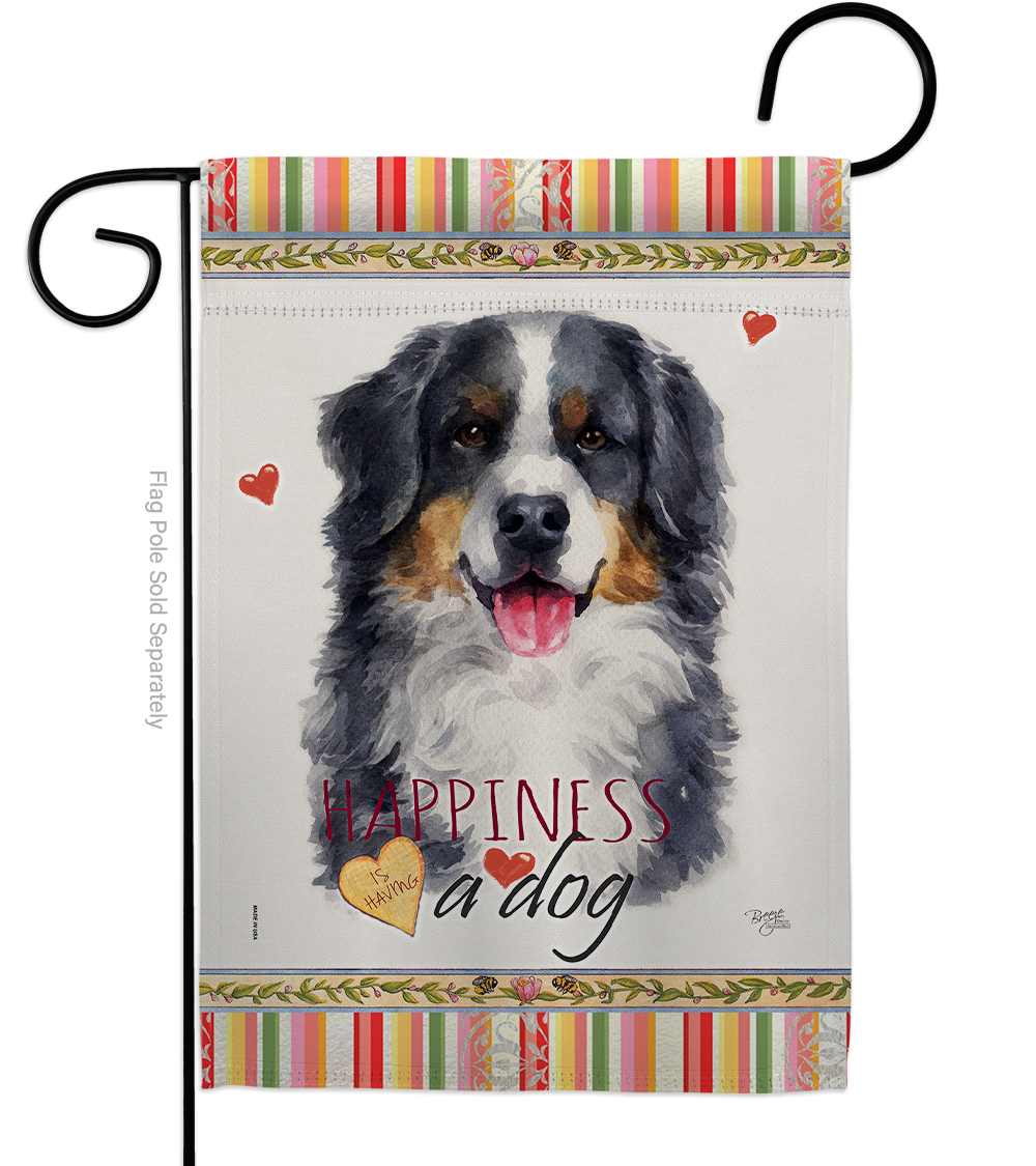 13 x 18.5 in. Dog Bernese Mountain Happiness Double-Sided Decorative Vertical Garden Flag