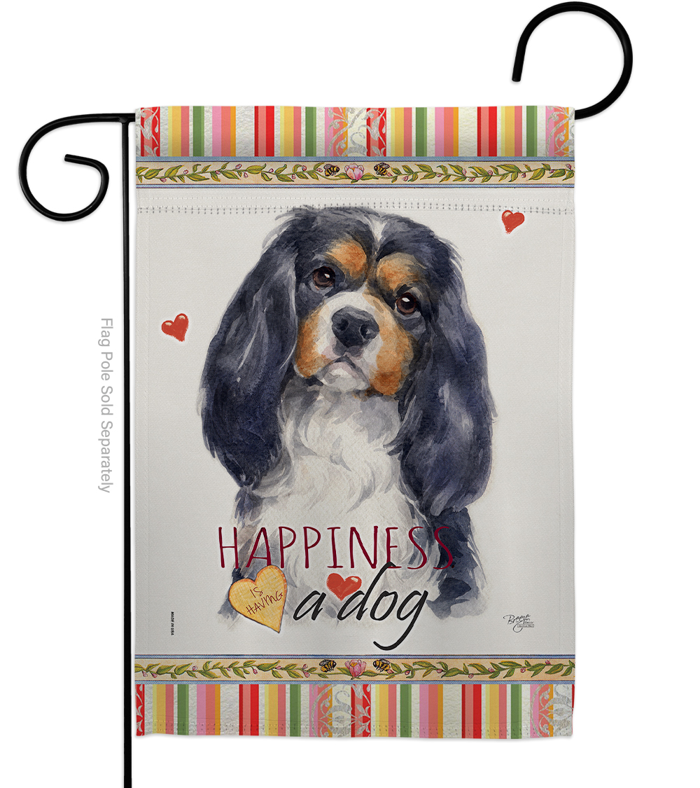 G160155-BO 13 x 18.5 in. Dog Cavalier Spaniel Happiness Double-Sided Decorative Vertical Garden Flag