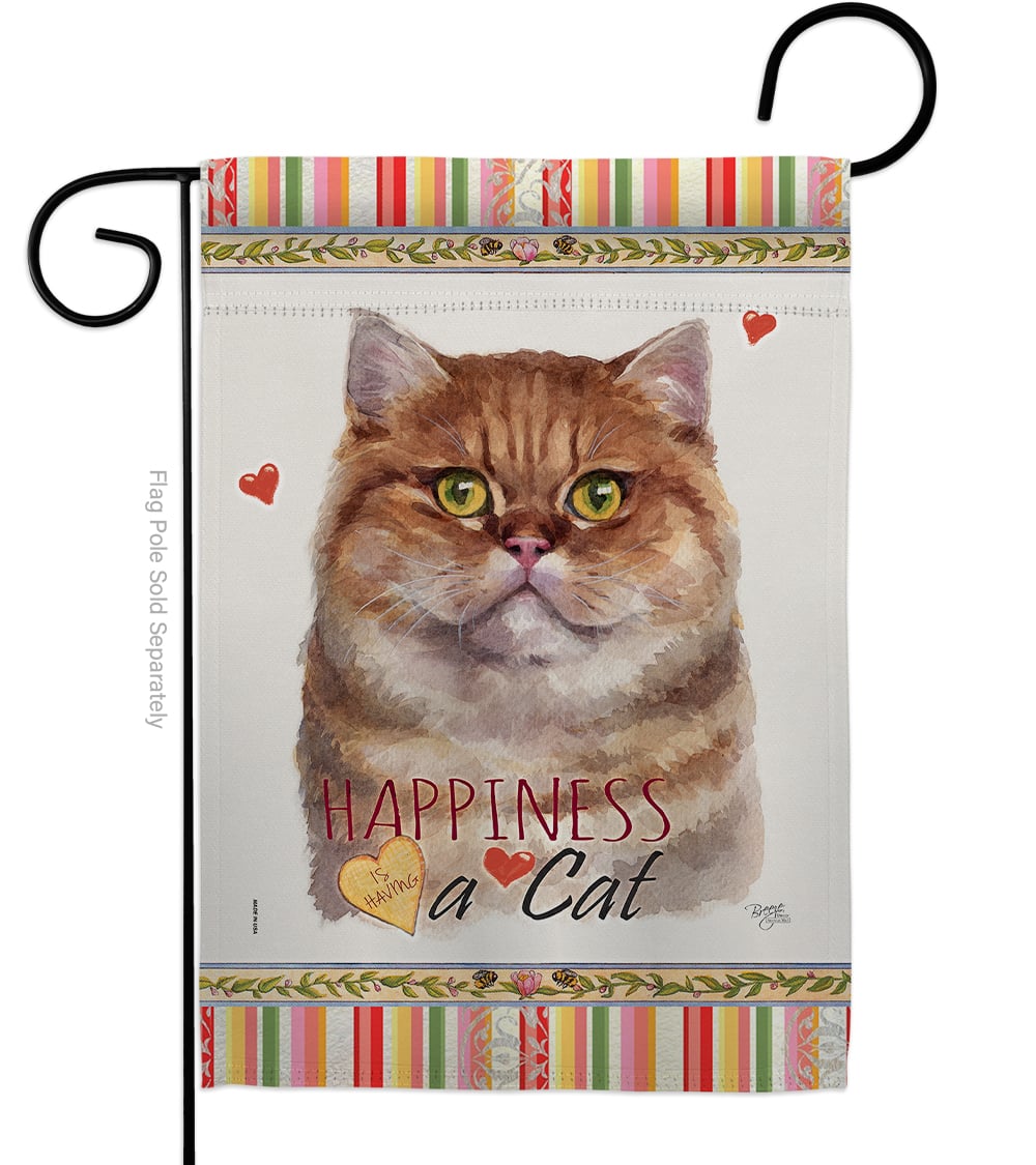 13 x 18.5 in. Cat British Short Hair Happiness Double-Sided Decorative Vertical Garden Flag