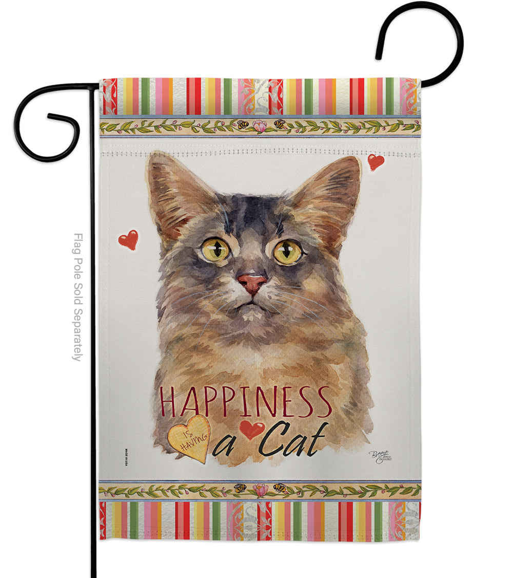 G160224-BO 13 x 18.5 in. Cat Somali Happiness Double-Sided Decorative Vertical Garden Flag