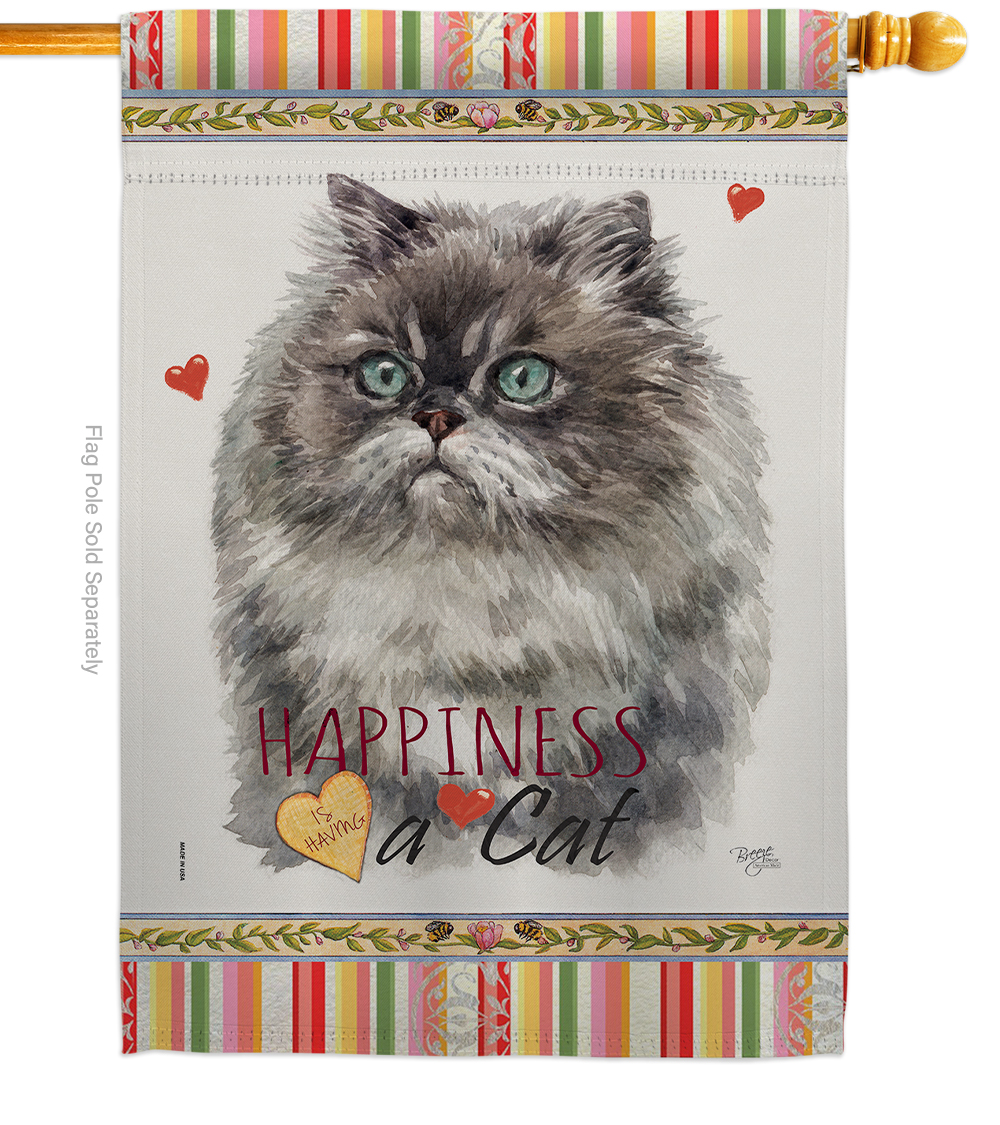 H110181-BO 28 x 40 in. Cat Himalayan Happiness Double-Sided Decorative Vertical House Flag