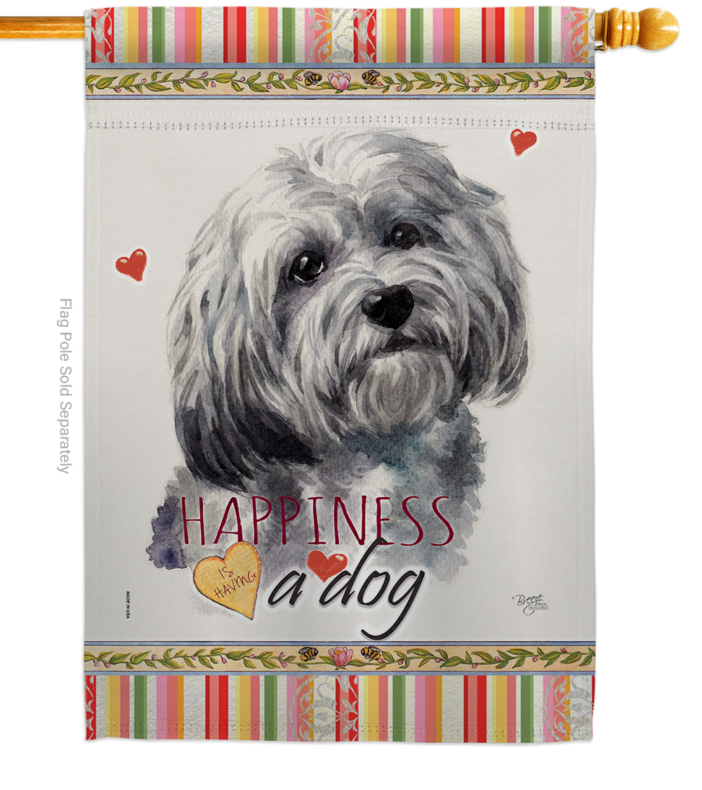 H110185-BO 28 x 40 in. Dog Havanese Happiness Double-Sided Decorative Vertical House Flag