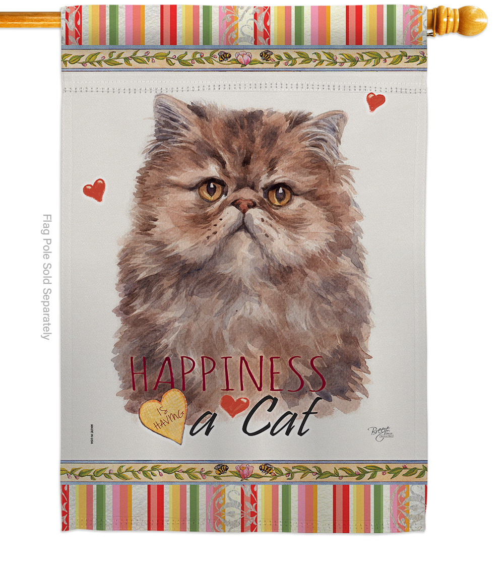 28 x 40 in. Cat Persian Long Hair Happiness Double-Sided Decorative Vertical House Flag