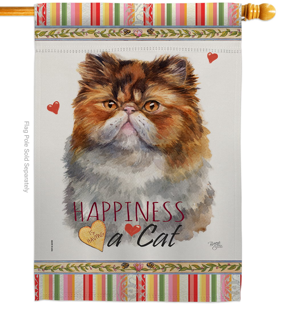 H110205-BO 28 x 40 in. Cat Persian Happiness Double-Sided Decorative Vertical House Flag