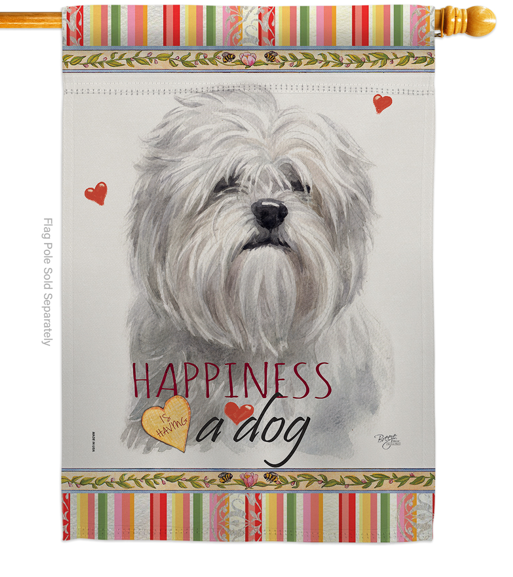 28 x 40 in. Dog Lhasa Apso Happiness Double-Sided Decorative Vertical House Flag