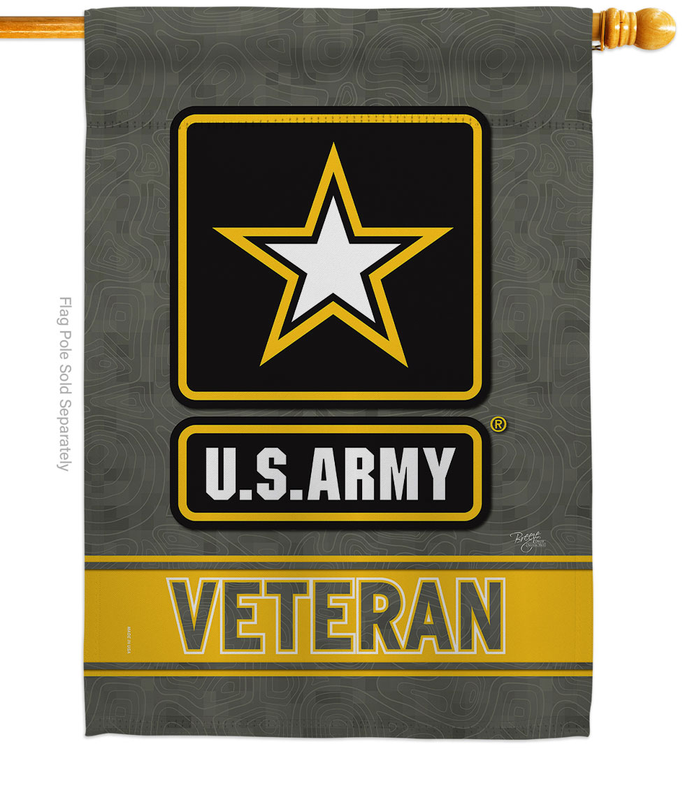 US Army Veteran House Flag Armed Forces 28 x 40 in. Double-Sided Decorative Vertical Flags for Decoration Banner Garden Yard Gift