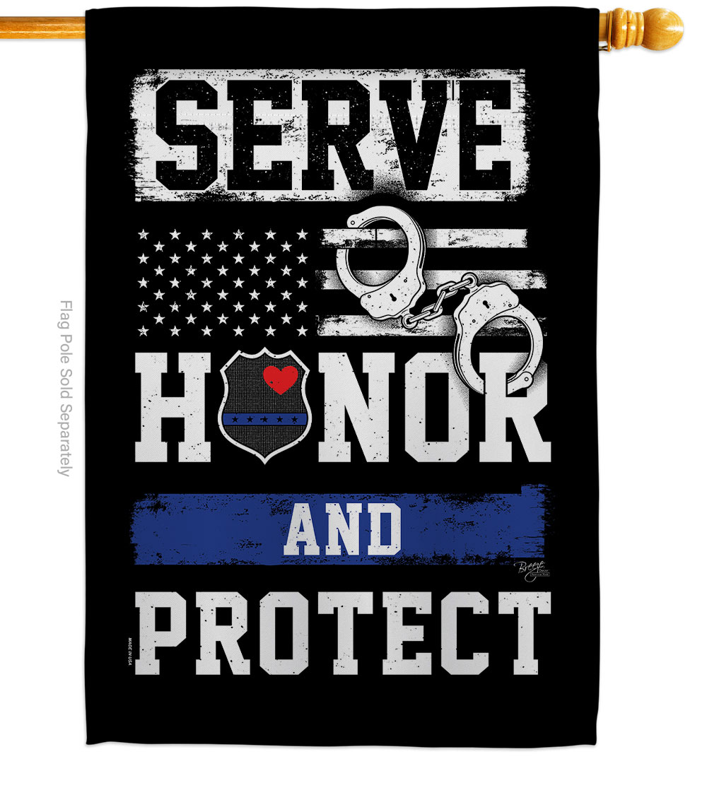Serve Honor Protect House Flag Armed Forces Police 28 x 40 in. Double-Sided Decorative Vertical Flags for Decoration Banner Garden Yard Gift -  Breeze Decor, H108441-BO