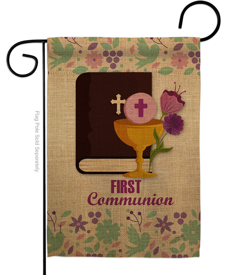 G153062-BO First Communion Garden Flag Religious 13 x 18.5 in. Double-Sided Decorative Vertical Flags for House Decoration Banner Yard Gift