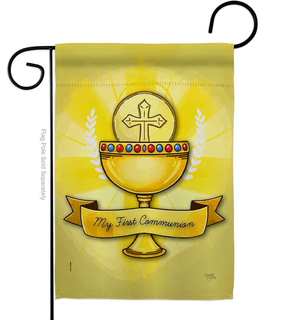 G153065-BO My Holy Communion Garden Flag Religious First 13 x 18.5 in. Double-Sided Decorative Vertical Flags for House Decoration Banner Yard Gift