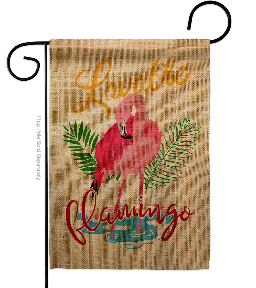 G155060-BO Lovable Flamingo Garden Flag Coastal Tropical 13 x 18.5 in. Double-Sided Decorative Vertical Flags for House Decoration Banner Yard Gift