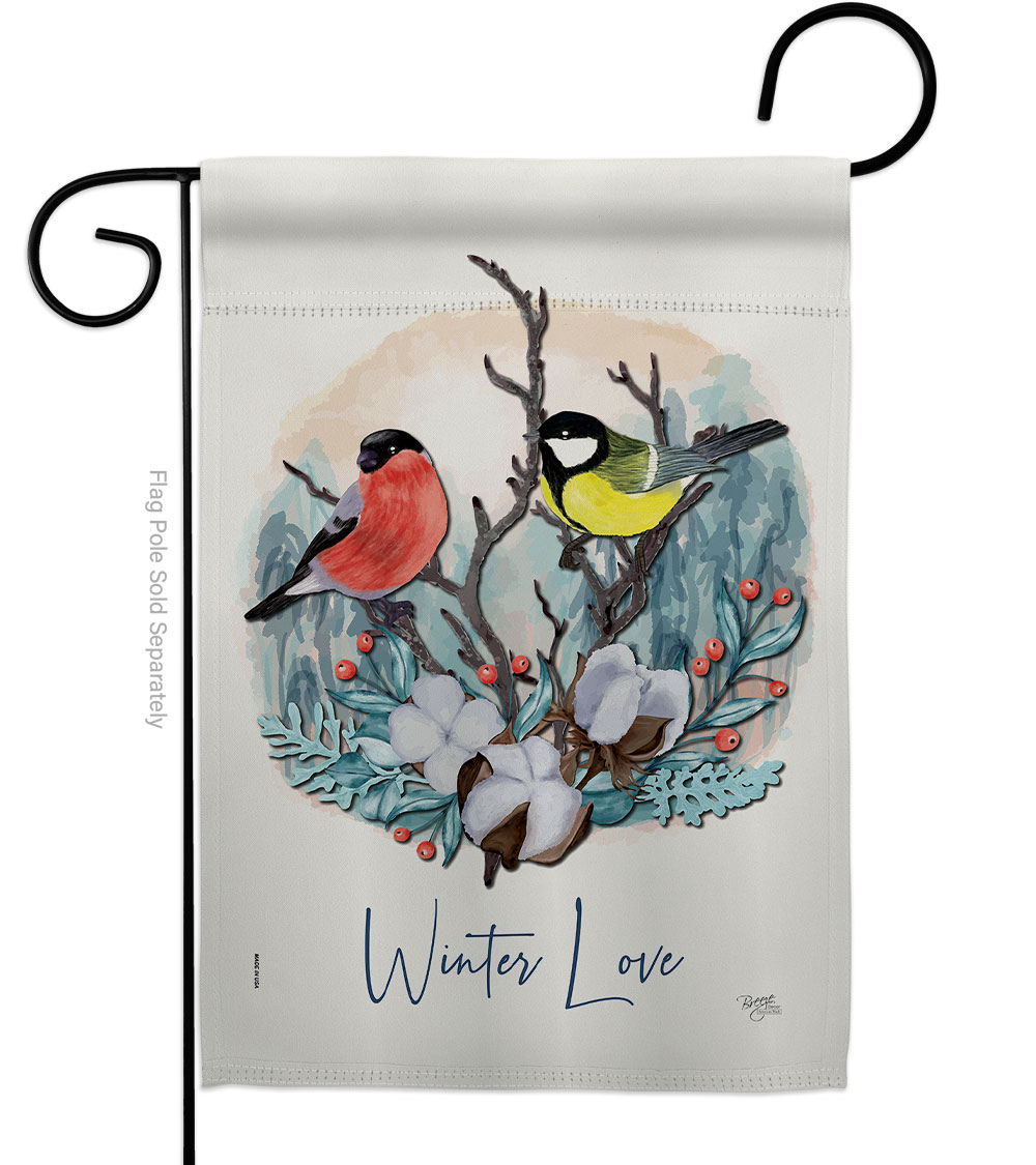 G155061-BO Winter Love Garden Flag Friends Birds 13 x 18.5 in. Double-Sided Decorative Vertical Flags for House Decoration Banner Yard Gift