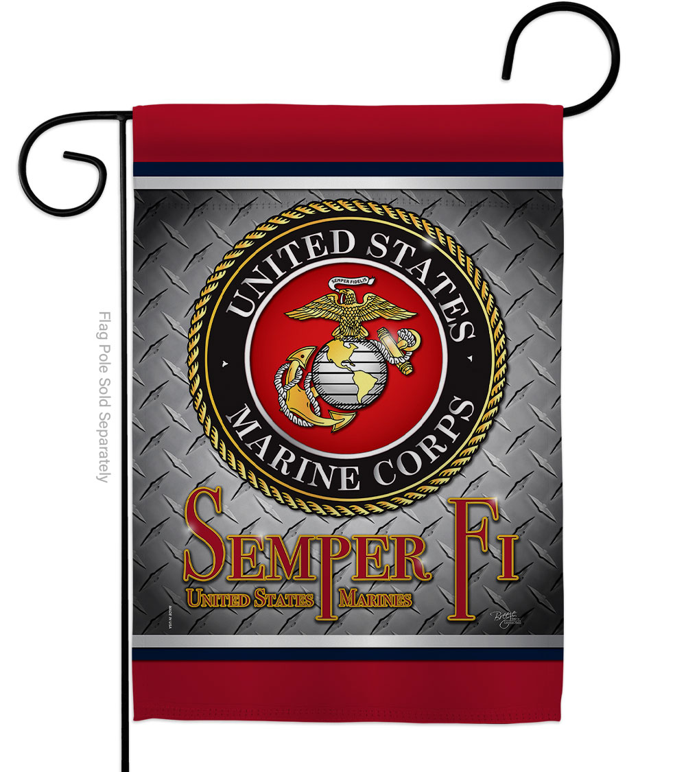 Semper Fi US Marine Garden Flag Armed Forces Corps 13 x 18.5 in. Double-Sided Decorative Vertical Flags for House Decoration Banner Yard Gift