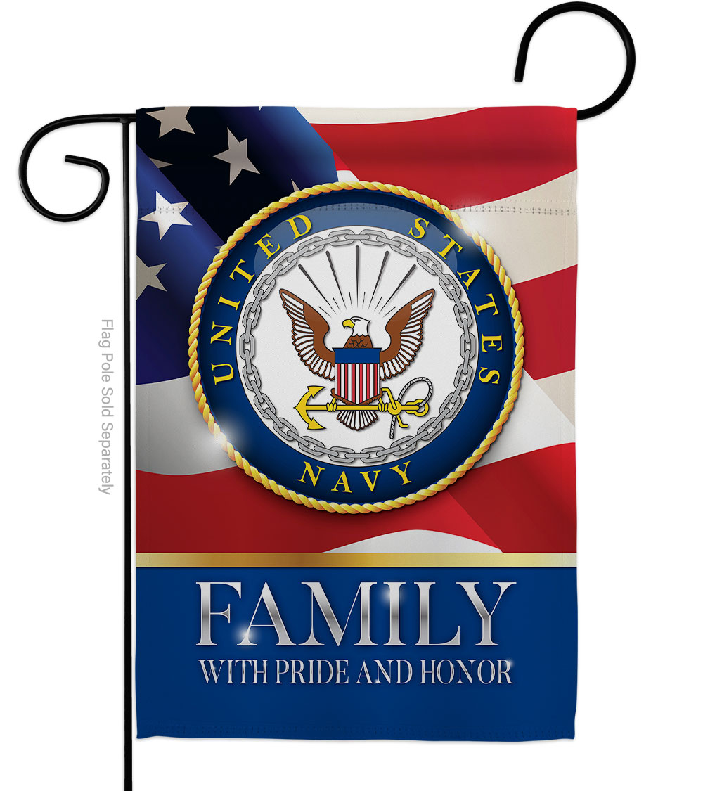G158426-BO US Navy Family Honor Garden Flag Armed Forces 13 x 18.5 in. Double-Sided Decorative Vertical Flags for House Decoration Banner Yard Gift