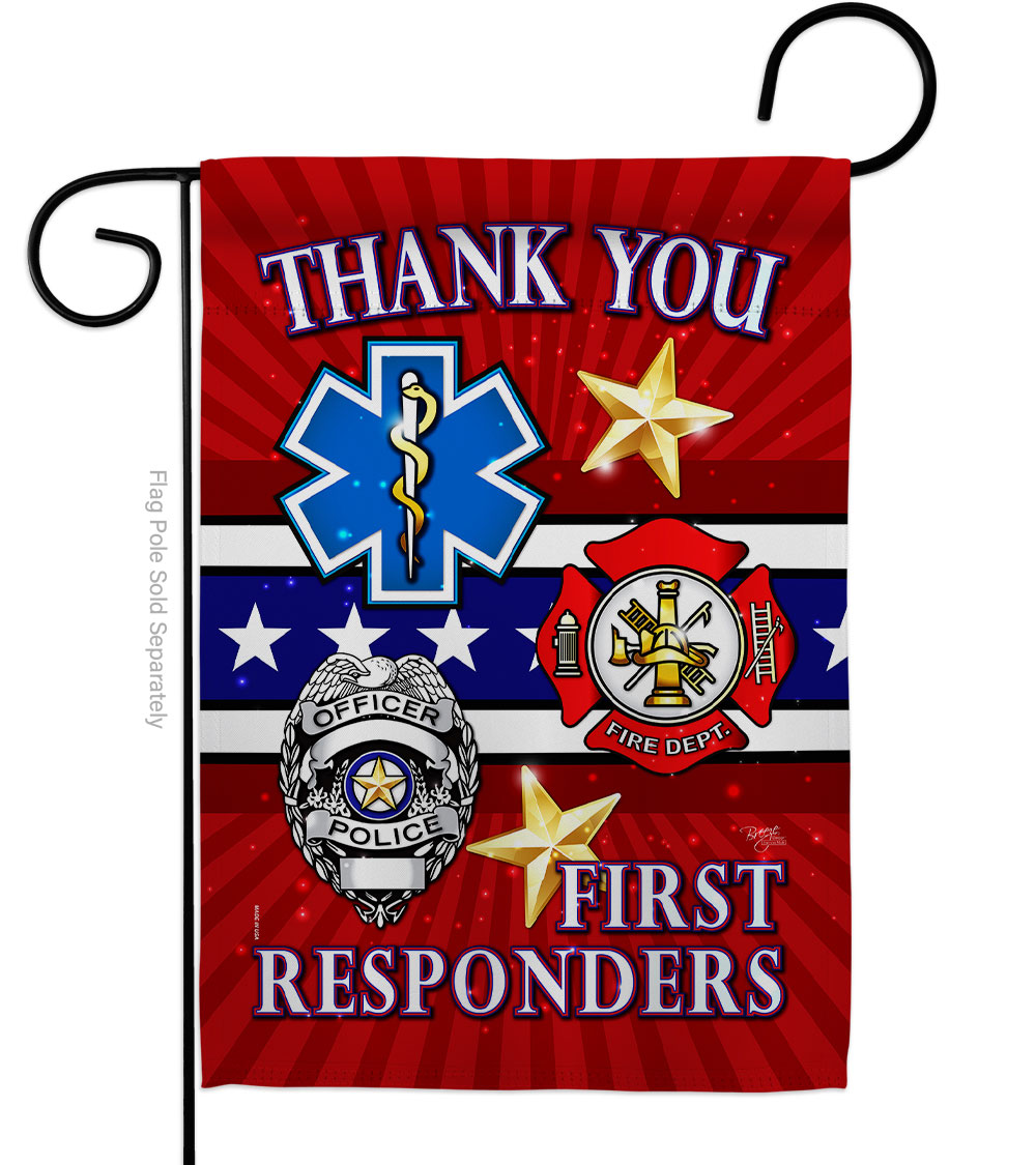 First Responders Garden Flag Armed Forces Service 13 x 18.5 in. Double-Sided Decorative Vertical Flags for House Decoration Banner Yard Gift