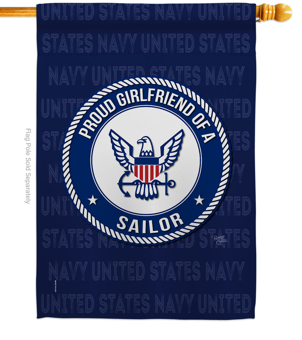 Proud Girlfriend Sailor House Flag Armed Forces Navy 28 x 40 in. Double-Sided Decorative Vertical Flags for Decoration Banner Garden Yard Gift