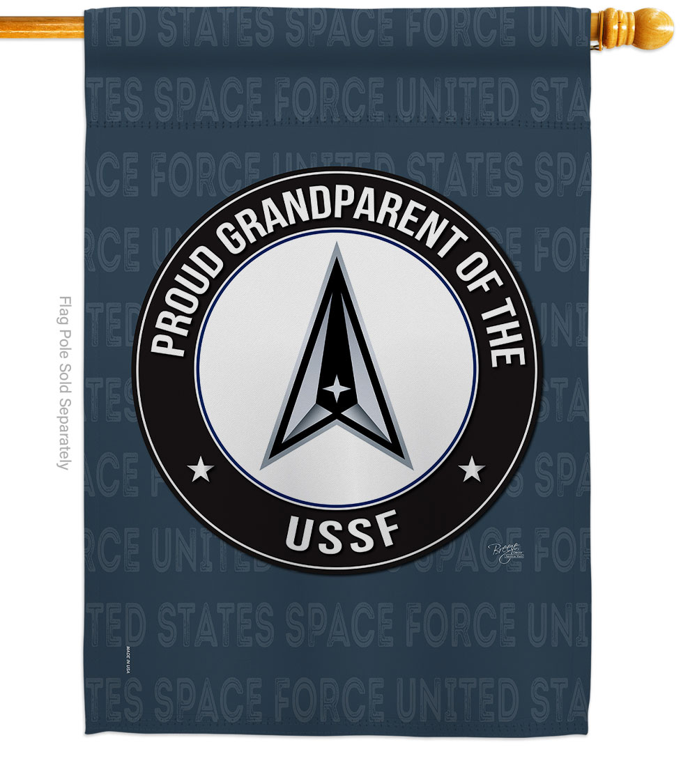 Proud Grandparent USSF House Flag Armed Forces Space Force 28 x 40 in. Double-Sided Decorative Vertical Flags for Decoration Banner Garden Yard Gift