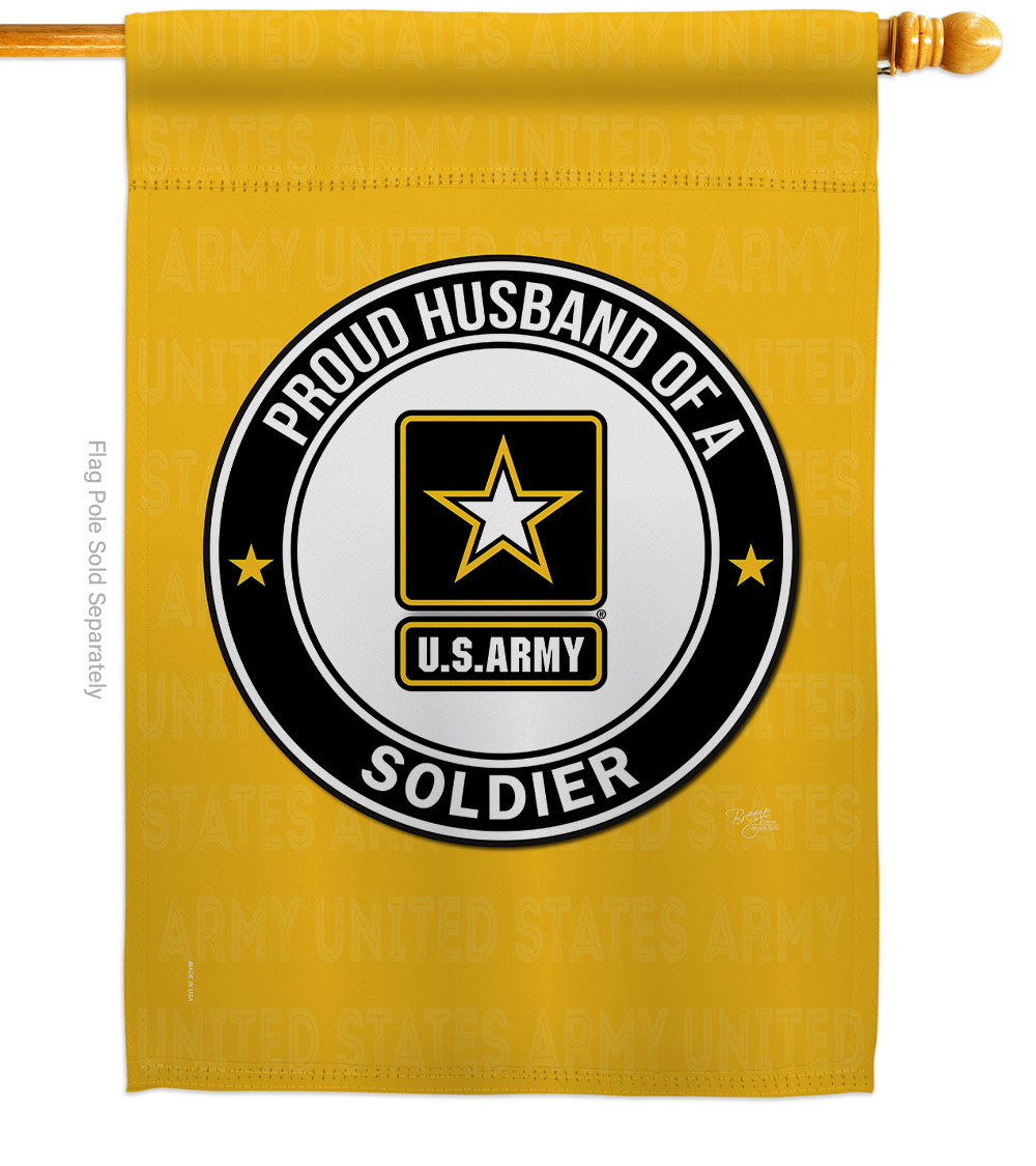 Proud Husband Soldier House Flag Armed Forces Army 28 x 40 in. Double-Sided Decorative Vertical Flags for Decoration Banner Garden Yard Gift