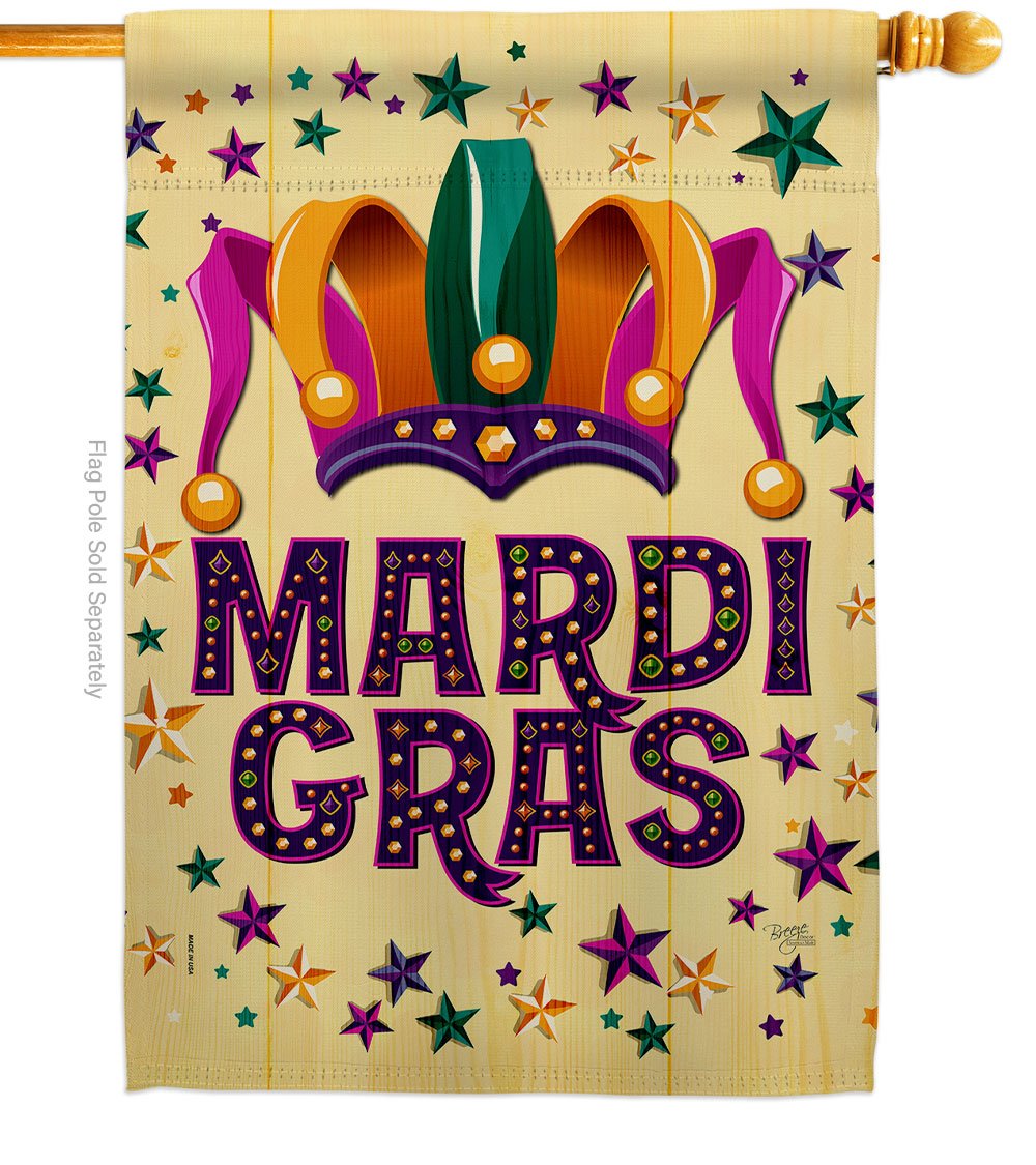 H118014-BO Celebration Mardi Gras House Flag Spring 28 x 40 in. Double-Sided Decorative Vertical Flags for Decoration Banner Garden Yard Gift