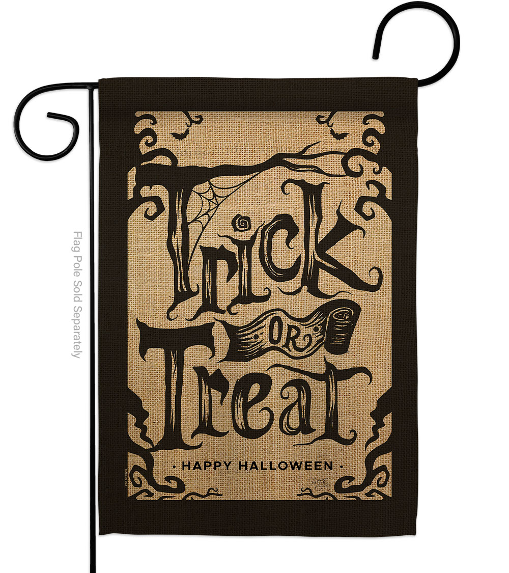 G162100-BO Halloween Trick Garden Flag Fall 13 x 18.5 in. Double-Sided Decorative Vertical Flags for House Decoration Banner Yard Gift