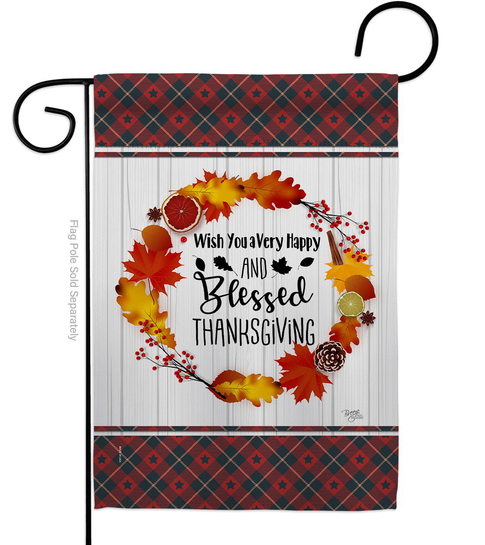 G163085-BO Blessed Thanksgiving Garden Flag Fall 13 x 18.5 in. Double-Sided Decorative Vertical Flags for House Decoration Banner Yard Gift