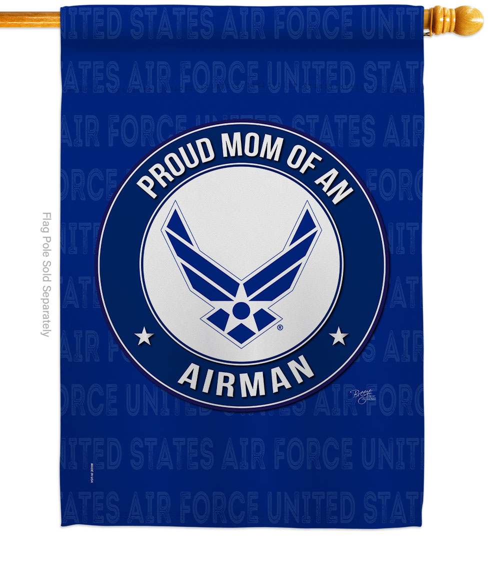 Proud Mom Airman House Flag Armed Forces Air Force 28 x 40 in. Double-Sided Decorative Vertical Flags for Decoration Banner Garden Yard Gift
