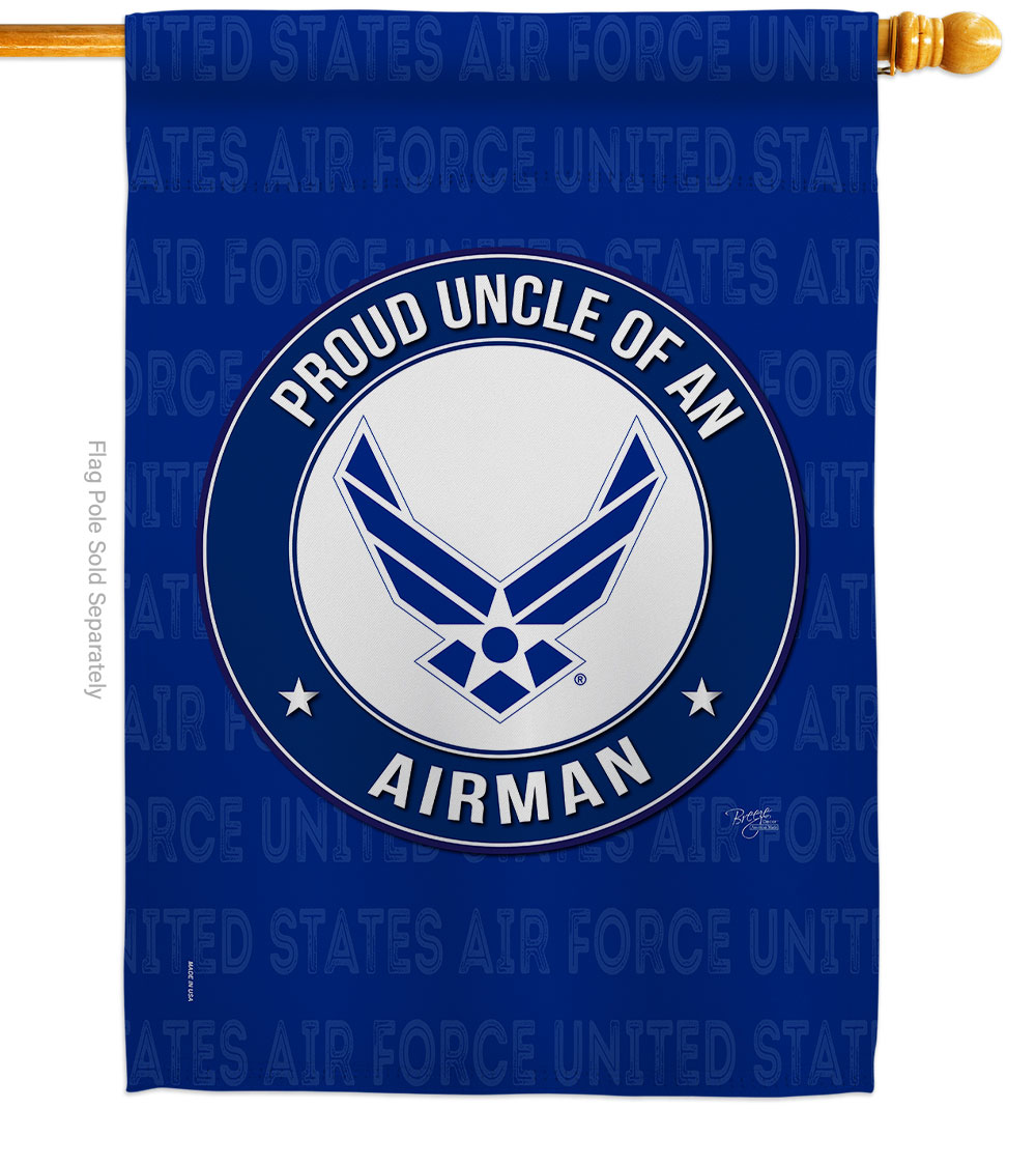 Proud Uncle Airman House Flag Armed Forces Air Force 28 x 40 in. Double-Sided Decorative Vertical Flags for Decoration Banner Garden Yard Gift -  Breeze Decor, H108595-BO