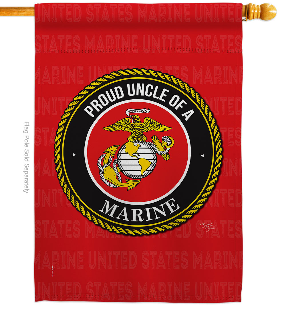 Proud Uncle Marines House Flag Armed Forces Marine Corps 28 x 40 in. Double-Sided Decorative Vertical Flags for Decoration Banner Garden Yard Gift