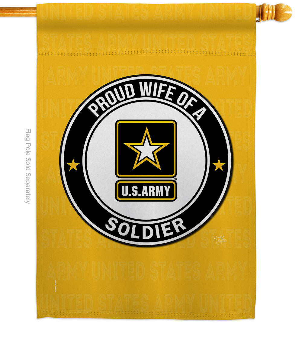 H108605-BO Proud Wife Soldier House Flag Armed Forces Army 28 x 40 in. Double-Sided Decorative Vertical Flags for Decoration Banner Garden Yard Gift