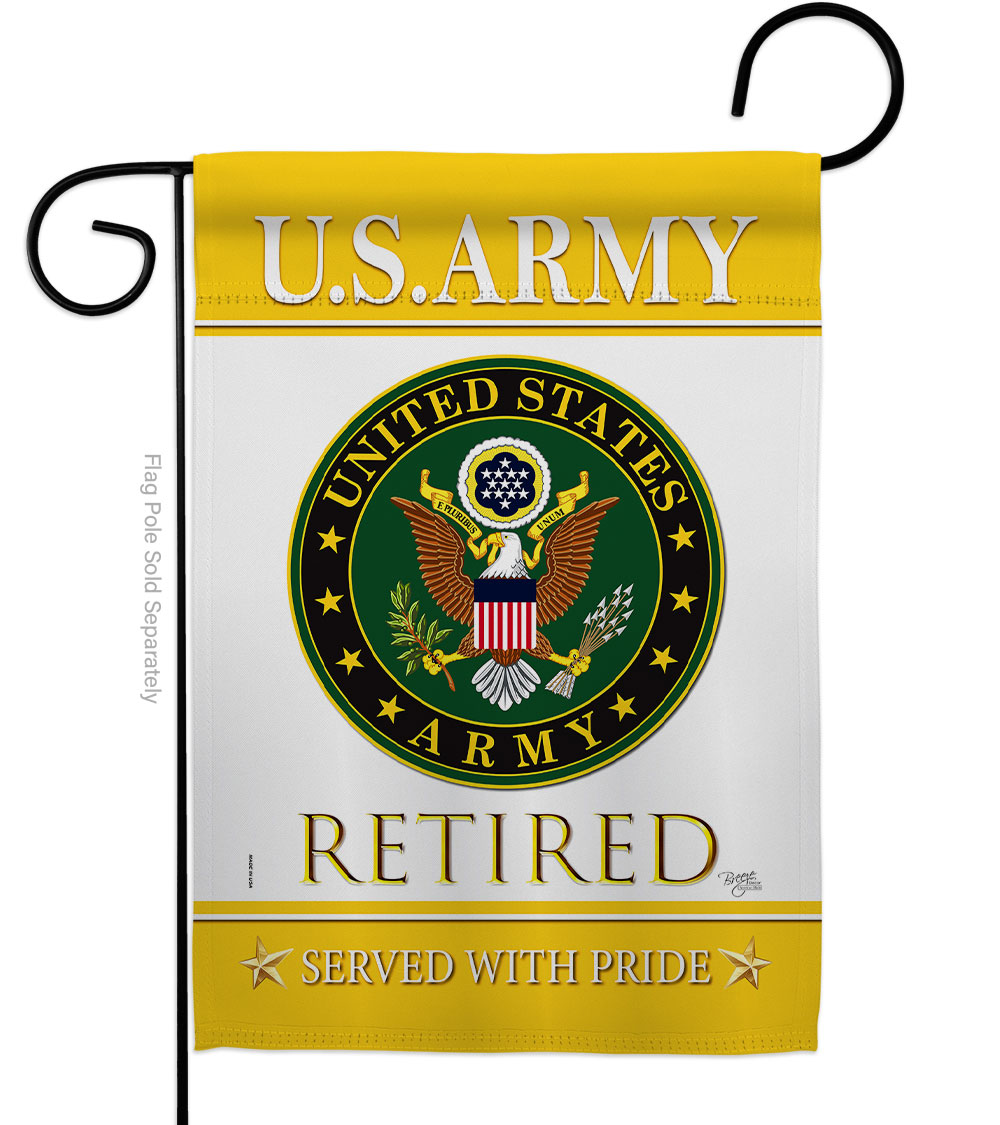 US Army Retired Garden Flag Armed Forces 13 x 18.5 in. Double-Sided Decorative Vertical Flags for House Decoration Banner Yard Gift