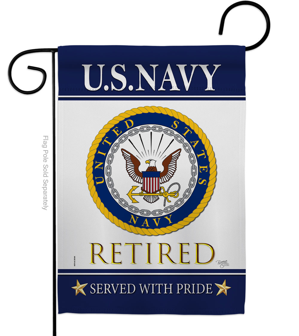 US Navy Retired Garden Flag Armed Forces 13 x 18.5 in. Double-Sided Decorative Vertical Flags for House Decoration Banner Yard Gift