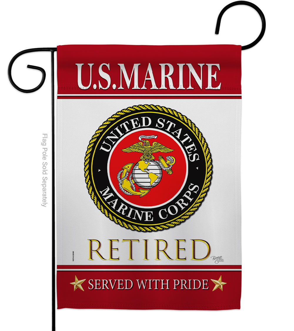 US Marine Retired Garden Flag Armed Forces Corps 13 x 18.5 in. Double-Sided Decorative Vertical Flags for House Decoration Banner Yard Gift