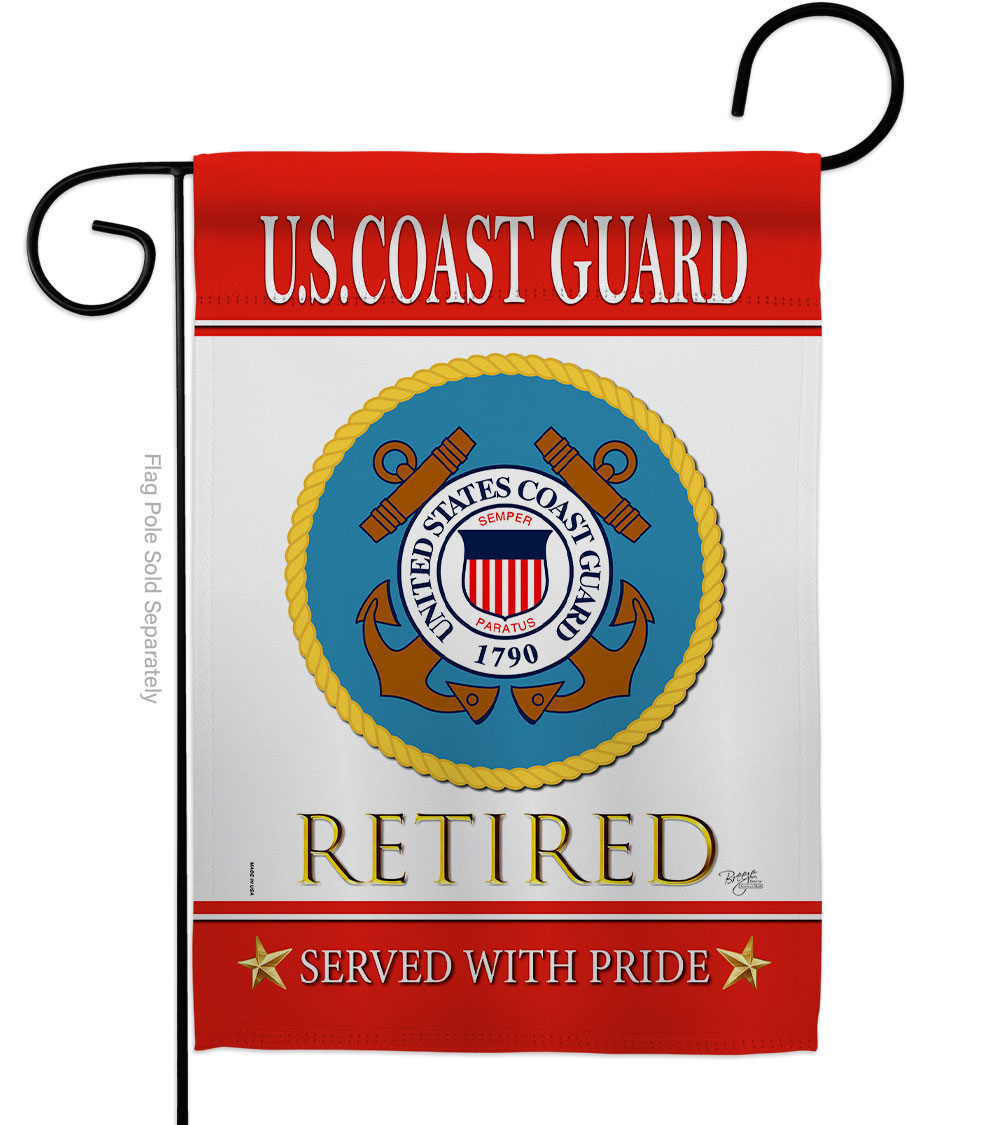 US Coast Guard Retired Garden Flag Armed Forces 13 x 18.5 in. Double-Sided Decorative Vertical Flags for House Decoration Banner Yard Gift