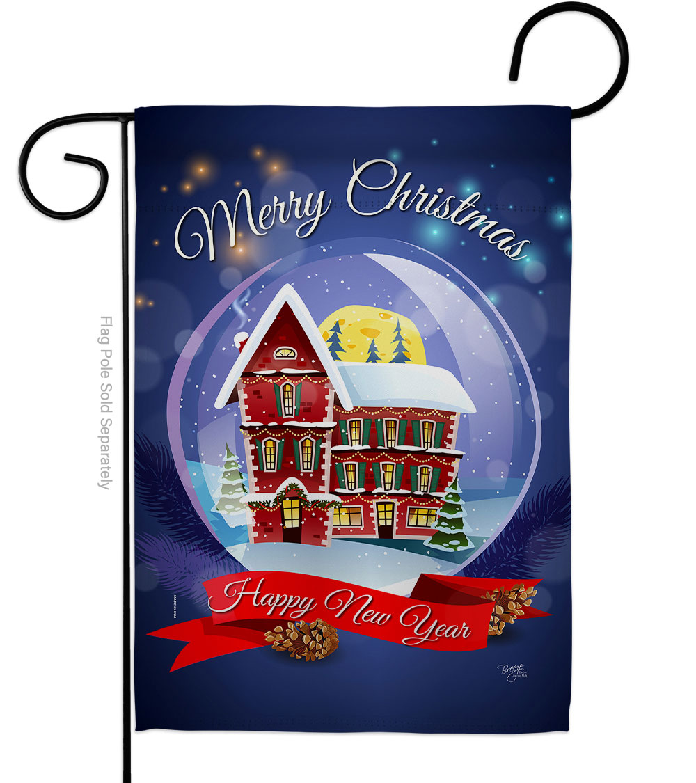 G164220-BO Winter Home Snowglobe Garden Flag Christmas 13 x 18.5 in. Double-Sided Decorative Vertical Flags for House Decoration Banner Yard Gift