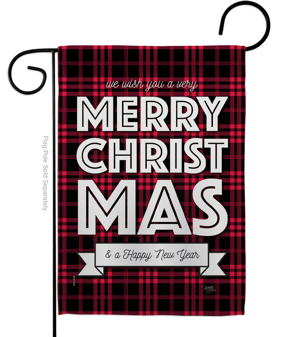 G164224-BO Buffalo Plaid Christmas Garden Flag Winter 13 x 18.5 in. Double-Sided Decorative Vertical Flags for House Decoration Banner Yard Gift