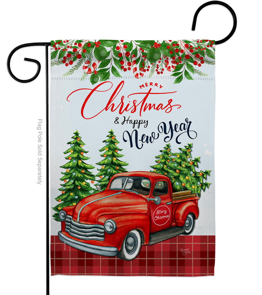 G164230-BO Christmas Happy New Year Garden Flag Winter 13 x 18.5 in. Double-Sided Decorative Vertical Flags for House Decoration Banner Yard Gift